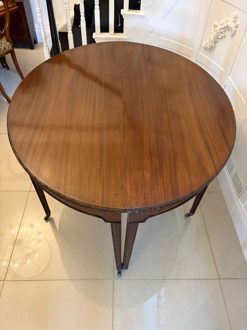 Large Pair of Antique Victorian Mahogany Demilune Console Tables